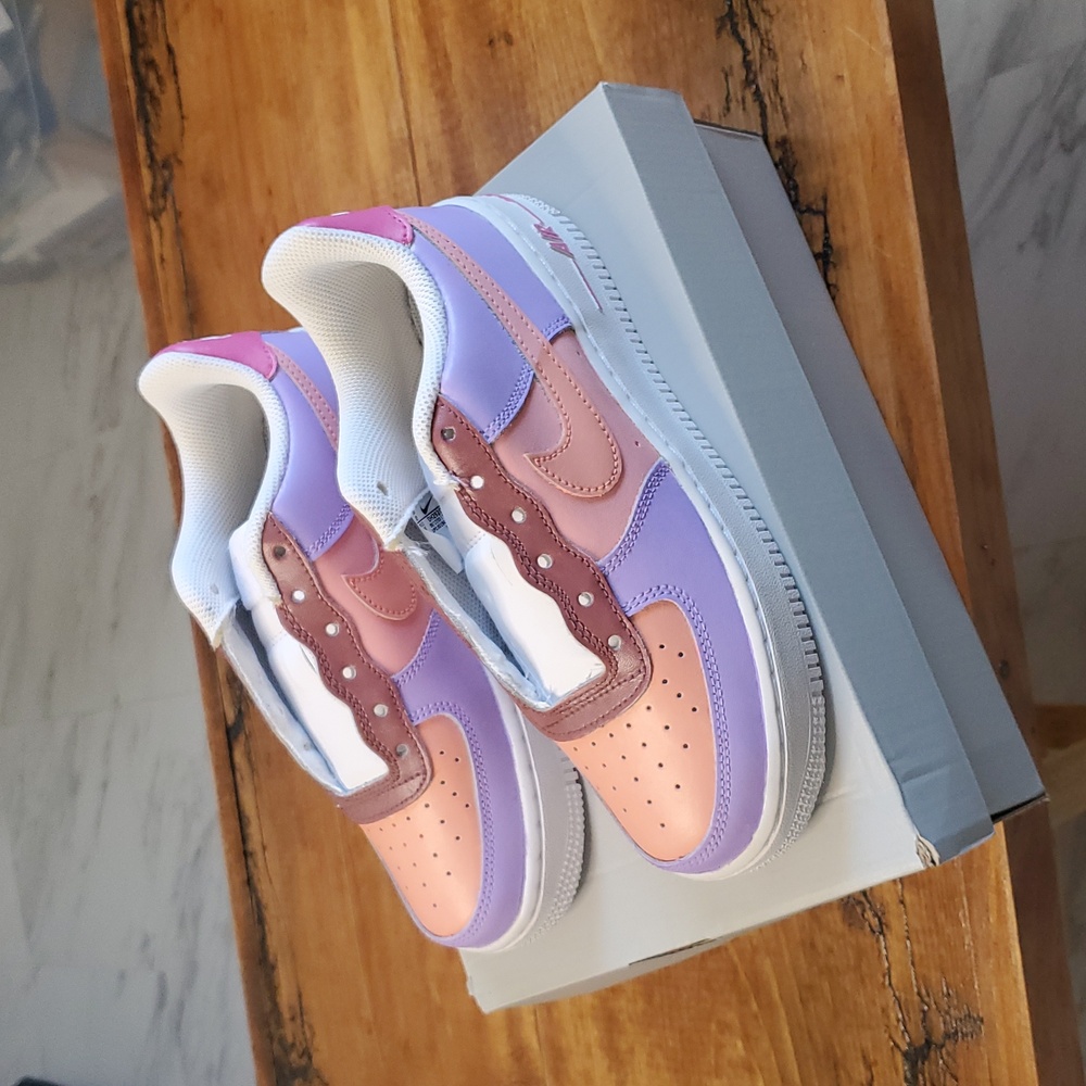 Air Force 1 LE (GS) - CUSTOM - Pink, Peach, Lavender & White
